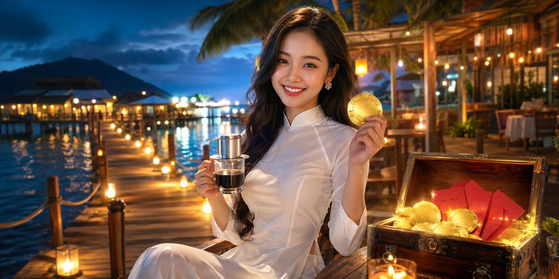 Người dùng tg888 tại Vũng Tàu kiểm tra khuyến mãi khi uống cà phê